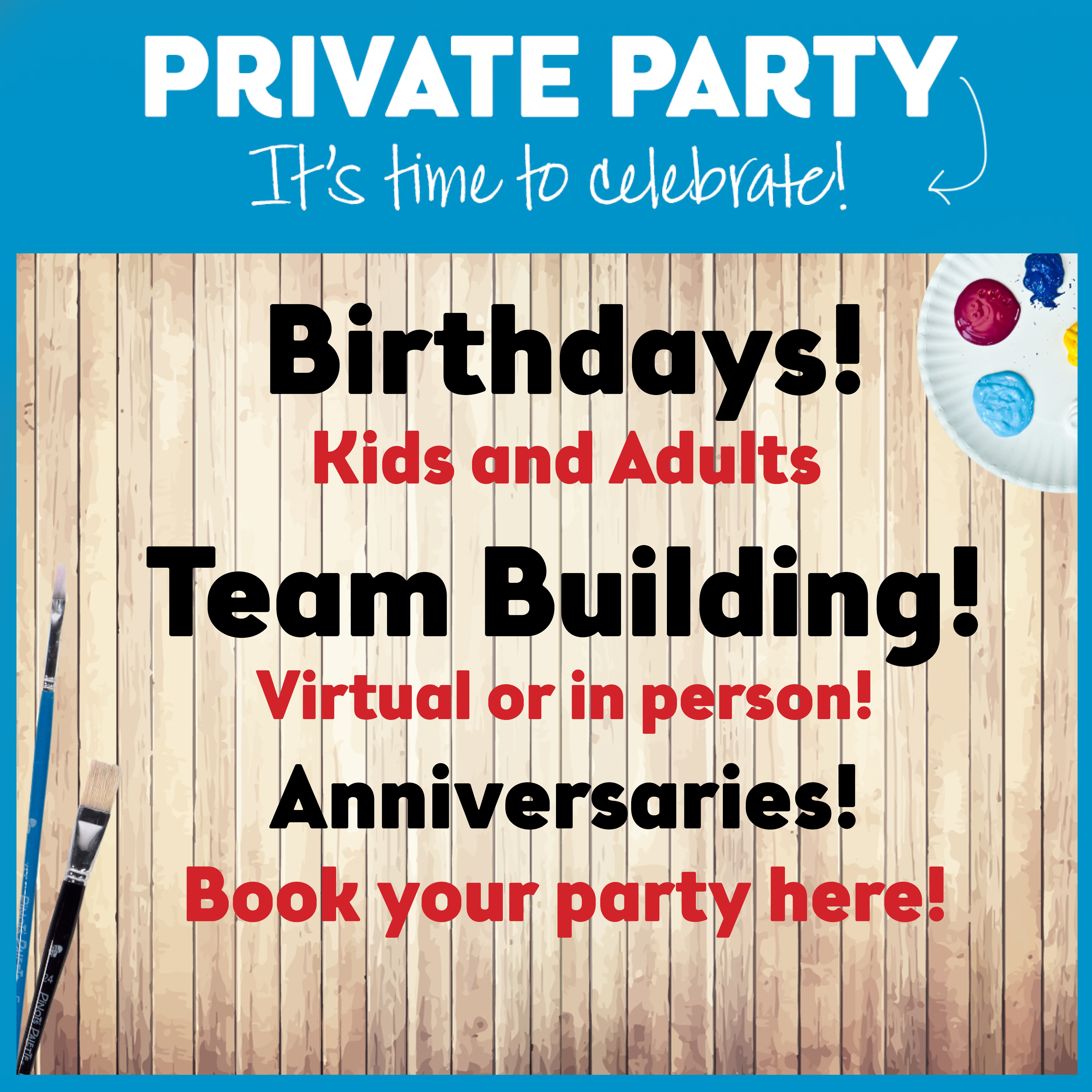 Available for Virtual, Mobile or In Studio Private Parties